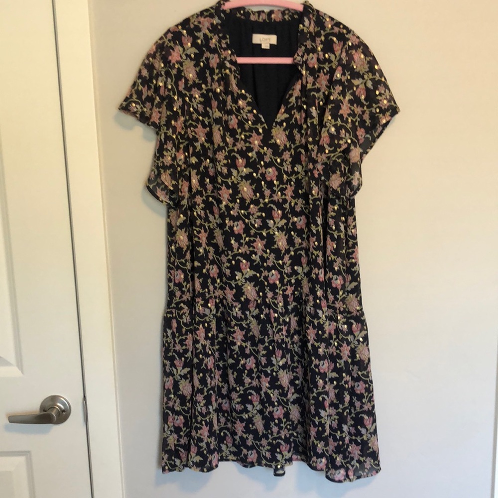 Loft ruffle classy and casual work dress
